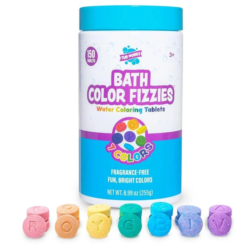 Bath Color Tablets for Kids, 150 Count | Nontoxic & Fragrance-Free | Fizzy & Viv